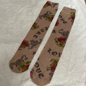 TATTOO PRINT KNEE HIGH STOCKINGS(socks)